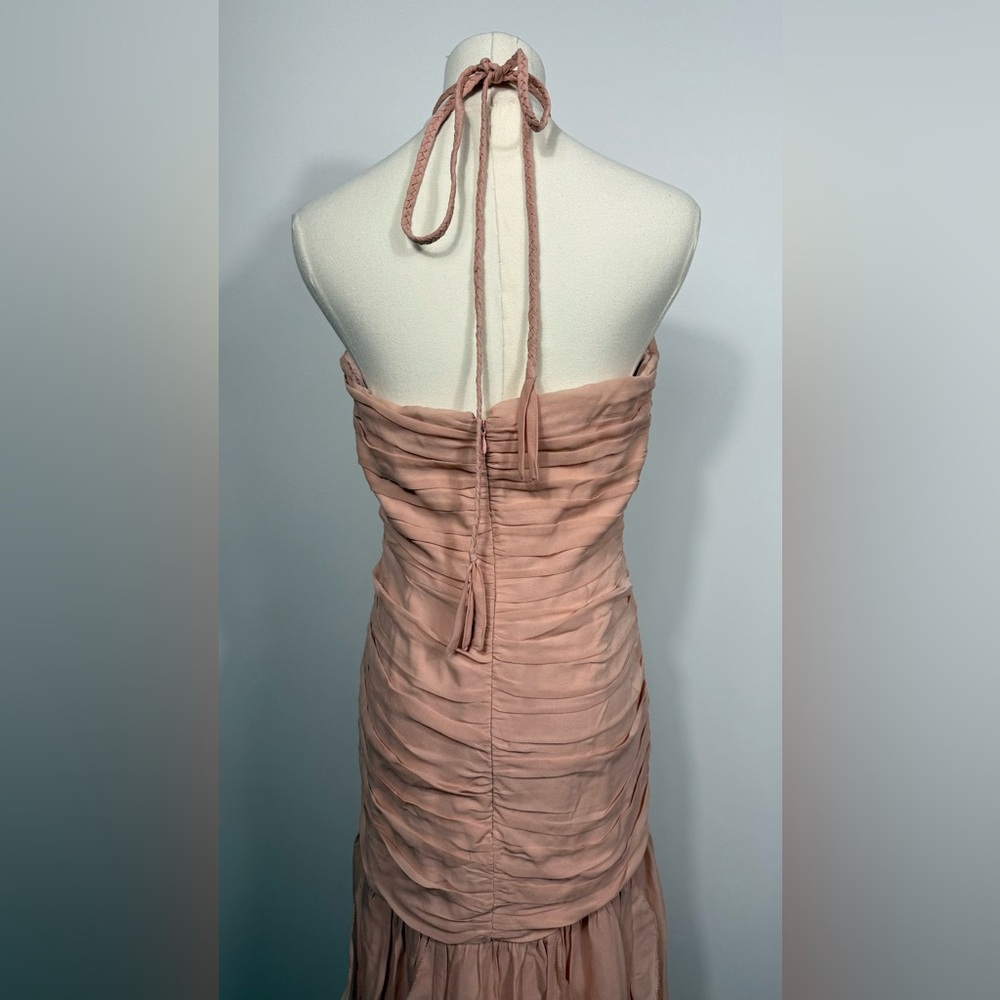 New! Veronica Beard Lucine ruched silk-crepon halterneck maxi dress Sz 6‎ $958 - Picture 9 of 10